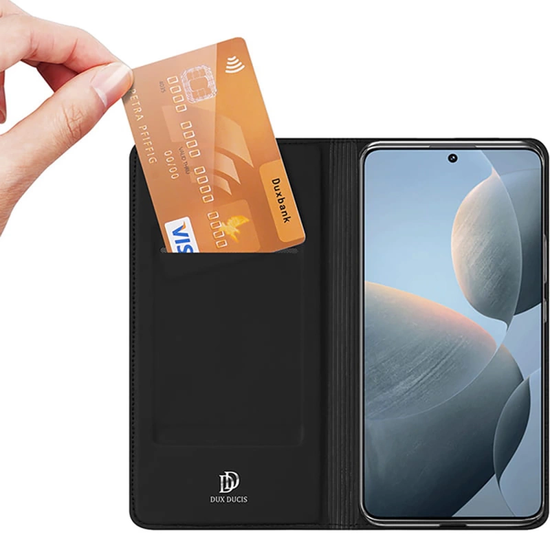 Dux Ducis Skin Pro Hülle für Xiaomi Poco X6 Pro 5G / Redmi K70E mit Klappe und Kartenfach - Schwarz