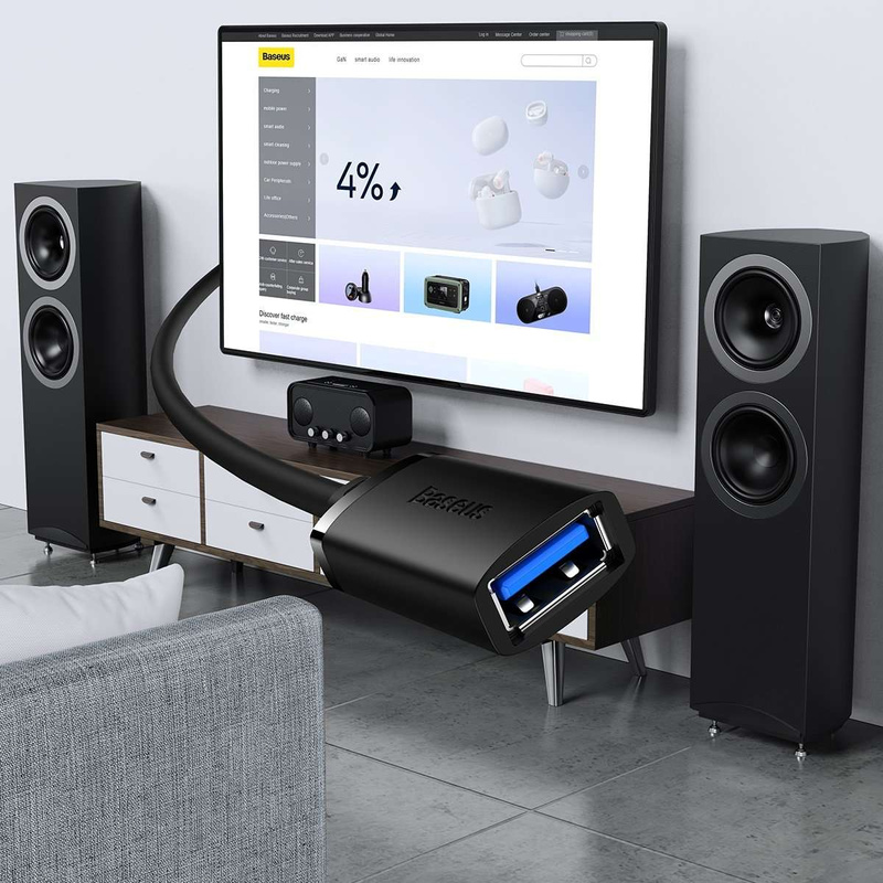 USB 3.0-Verlängerungskabel 1 m Baseus AirJoy-Serie – schwarz