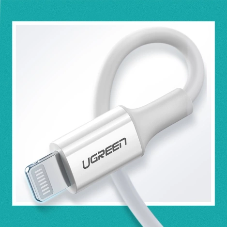 Ugreen kabel przewód USB Typ C - Lightning MFI 1m 3A 18W biały (10493)
