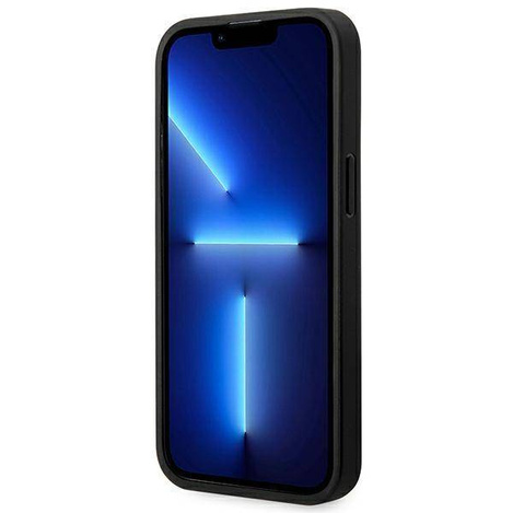 Original Handyhülle IPHONE 14 PRO MAX BMW Leather Stamp Tricolor MagSafe (BMHMP14X22PTDK) schwarz