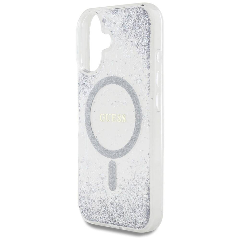 Case IPHONE 16 Guess HC Resin Bottom Glitter silver
