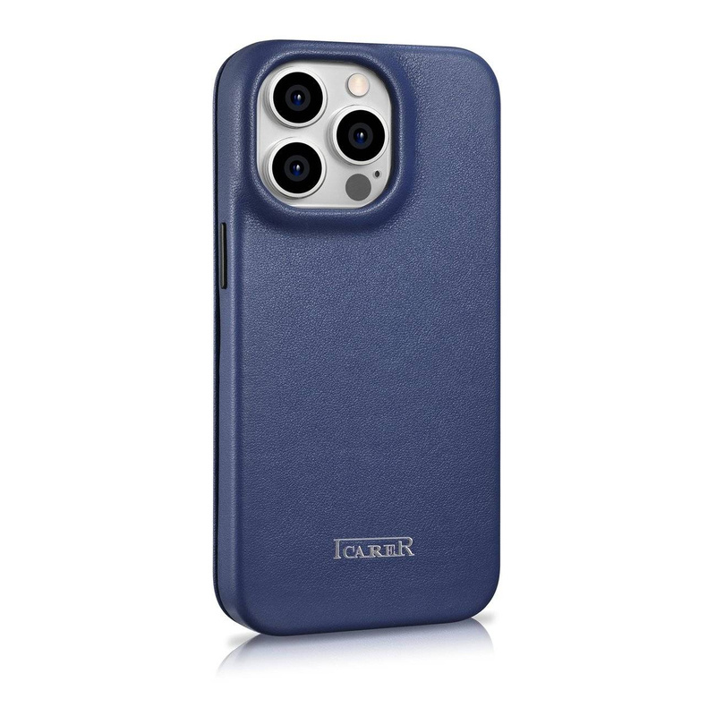 iCarer CE Premium Leather Folio Case iPhone 14 Pro Flip Magnetic MagSafe Leather Case blue (WMI14220714-BU)