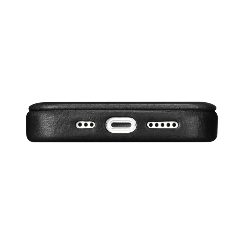 iCarer CE Oil Wax Premium Leather Folio Case Leather Case iPhone 14 Plus Magnetic Flip MagSafe Black (AKI14220707-BK)