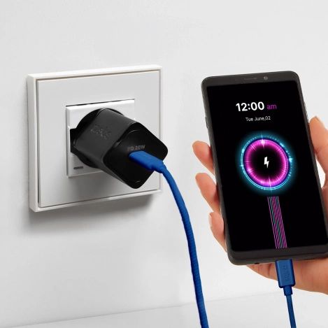 SBS TECABLETISSUETCB USB-C – USB-C-Kabel 1,5 m 60 W geflochten – blau