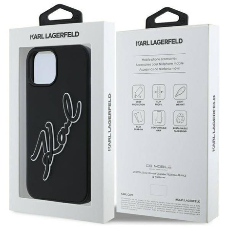 Etui Karl Lagerfeld 3D Rubber Signature na iPhone 15 - czarne