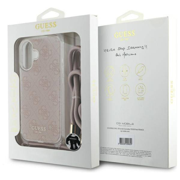 Oryginalne Etui IPHONE 16 Guess Hardcase Crossbody Cord 4G Print (GUHCP16SHC4SEP)
