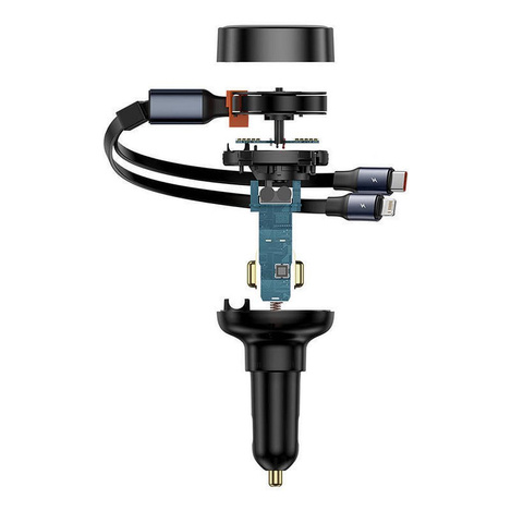 Baseus Enjoyment USB-A-Autoladegerät mit USB-C/ Lightning -60-W-Kabel – Schwarz