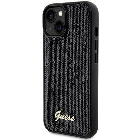 Guess nakładka do iPhone 14 6,1&quot; GUHCP14SPSFDGSK HC SEQUIN SCRIPT METAL czarna
