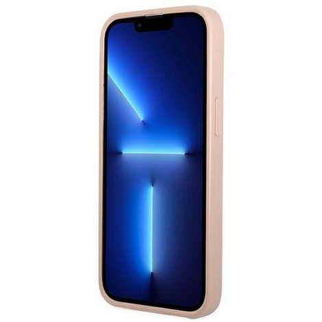 Schutzhülle IPHONE 13 MINI Guess Hardcase Saffianotriangle Logo Cardslot (GUHCP13SPSATPP) rosa