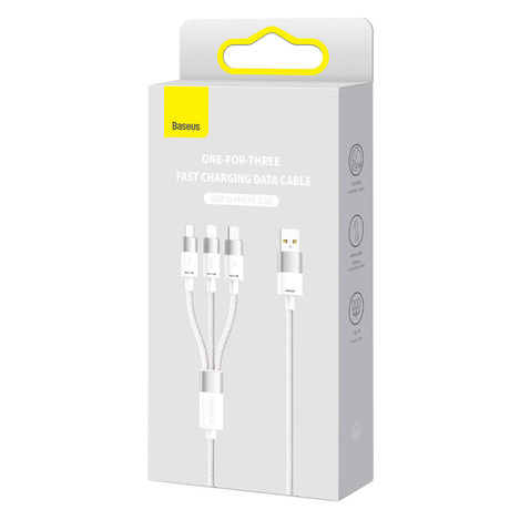 Baseus StarSpeed 1-for-3 Fast Charging Data Cable USB to M+L+C 3.5A 1.2m White