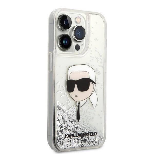 Karl Lagerfeld Liquid Glitter NFT Karl's Head - Etui iPhone 14 Pro Max (srebrny)