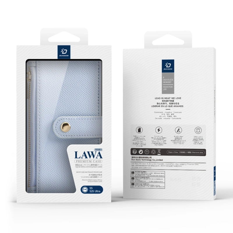 Dux Ducis Lawa Leather Case for Samsung Galaxy S25 Ultra with Detachable Magnetic Wallet - Blue