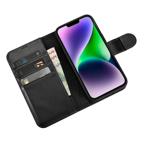 iCarer Wallet Case 2in1 Case iPhone 14 Plus Leather Flip Cover Anti-RFID Black (WMI14220727-BK)