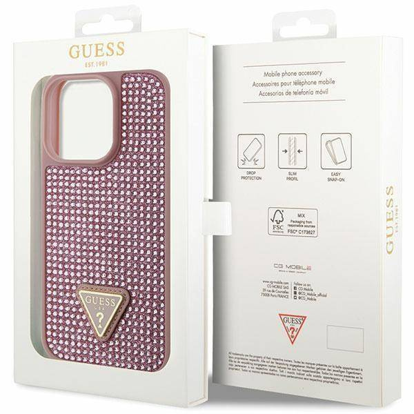 Guess GUHCP14LHDGTPP iPhone 14 Pro 6.1" pink/pink hardcase Rhinestone Triangle