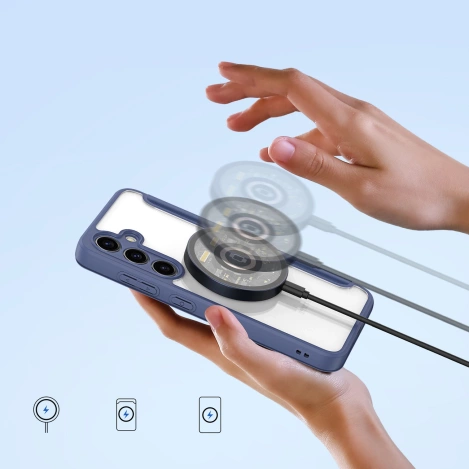 Dux Ducis Skin X Pro Hülle für Samsung S24+ mit Magnetring und Klappe – Blau