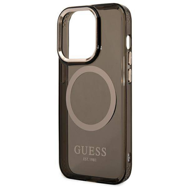Guess Gold Outline Translucent MagSafe - Etui iPhone 14 Pro Max (czarny)