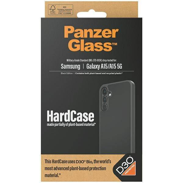 PanzerGlass HardCase mit D3O® Bio- und Militärzertifizierung für Samsung Galaxy A15 / A15 5G – Transparent und Schwarz