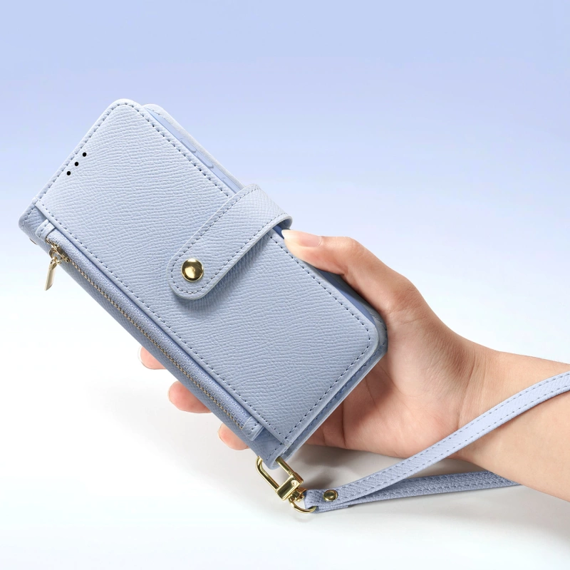 Dux Ducis Lawa Lederhülle für Samsung Galaxy S25 mit abnehmbarer magnetischer Brieftasche – Blau