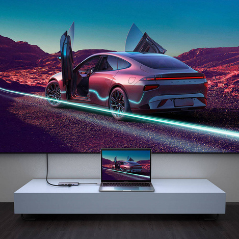 Ugreen 6w1 wielofunkcyjny HUB USB Typ C - 2x USB 3.2 Gen 1 / HDMI 4K 60Hz / czytnik kart SD i TF / USB Typ C PD 100W szary (60384 CM511)