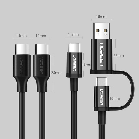 Ugreen USB Type C Lade- und Datenkabel 3A 2m schwarz (US286)