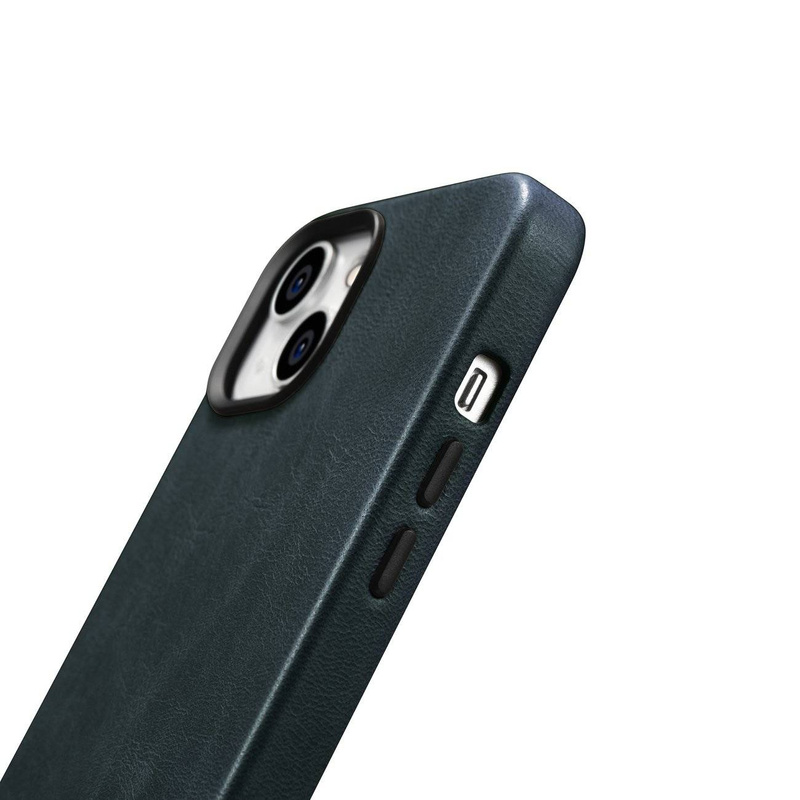 iCarer Oil Wax Premium Leather Case iPhone 14 Magnetic Leather Case with MagSafe dark blue (WMI14220701-BU)