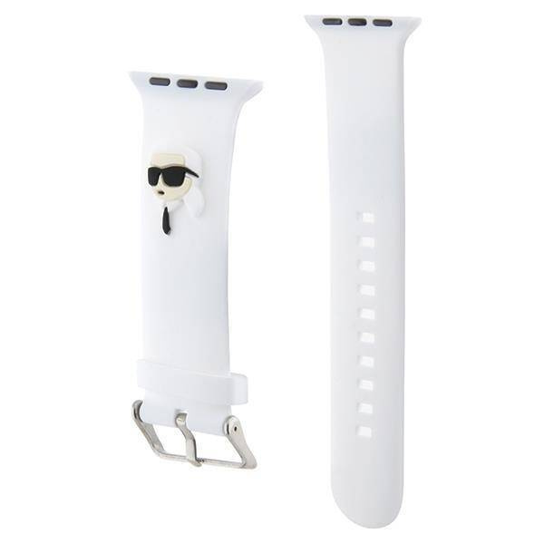 Armband für APPLE WATCH 4 / 5 / 6 / 7 / 8 / SE (38 / 40 / 41 MM) Karl Lagerfeld Strap 3D Rubber Karl Head (KLAWMSLKNH) weiß
