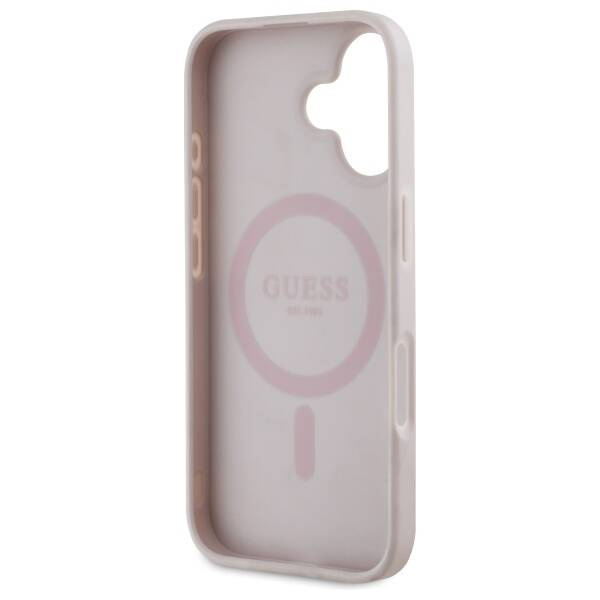 Original Handyhülle IPHONE 16 Guess Hardcase 4G Flowers Print MagSafe (GUHMP16SP4ROPEMCP) rosa