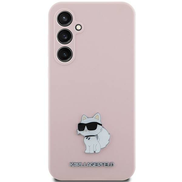 Karl Lagerfeld Choupette Metal Pin-Hülle aus Silikon für Samsung Galaxy S23 FE – Rosa