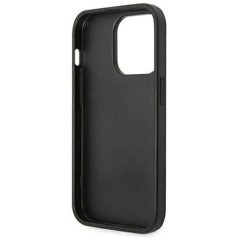 Guess Saffiano Metal Logo Stripes - Etui iPhone 14 Pro (czarny)