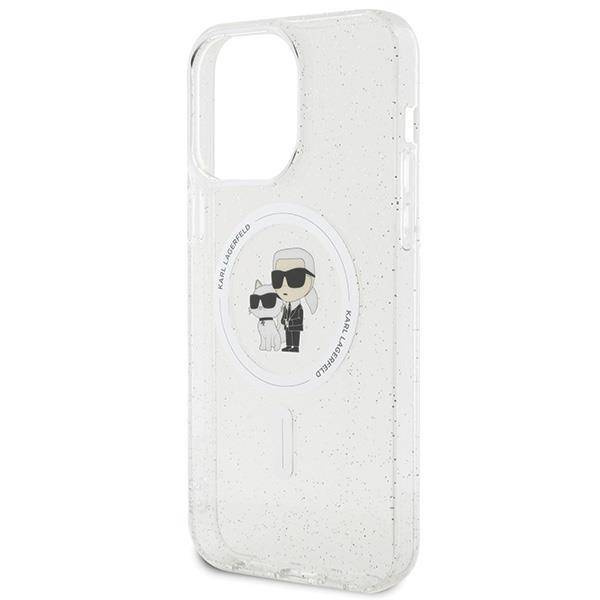 Karl Lagerfeld Karl&amp;Choupette Glitter MagSafe Hülle für iPhone 15 Pro Max – transparent