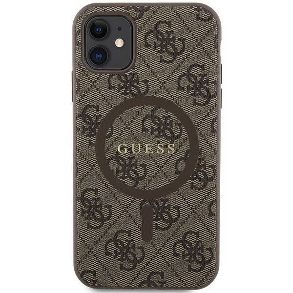 Oryginalne Etui GUESS Hardcase GUHMN61G4GFRW do iPhone 11 (Kompatybilny z Magsafe / 4G Ring classic logo / brązowy)