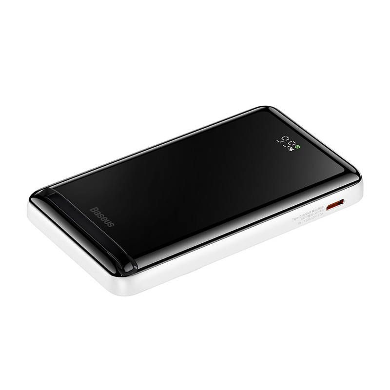 Baseus Magnetic Bracket Powerbank mit MagSafe Wireless Charging 10000mAh 20W Overseas Edition weiß (PPCX000202) + USB Type C Baseus Xiaobai Series 60W 0.5m