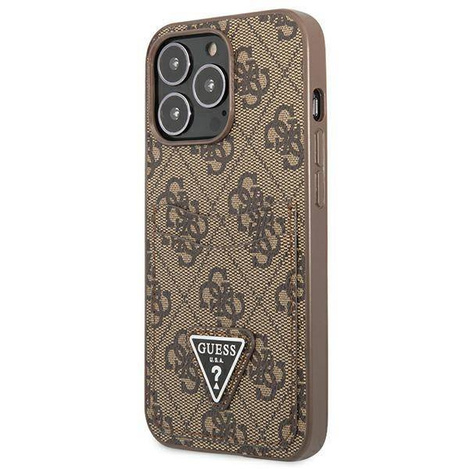 Etui IPHONE 13 PRO Guess Hardcase 4G Triangle Logo Cardslot (GUHCP13LP4TPW) brązowe