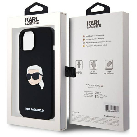 KARL LAGERFELD futerał do IPHONE 15 kompatybilny z MagSafe KLHMP15SSKHPPLK (SIL KL Head Print) black