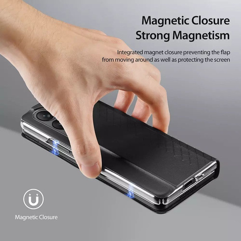 Skórzane etui z klapką i portfelem do Samsung Galaxy Z Fold5 5G Dux Ducis Bril - czarne