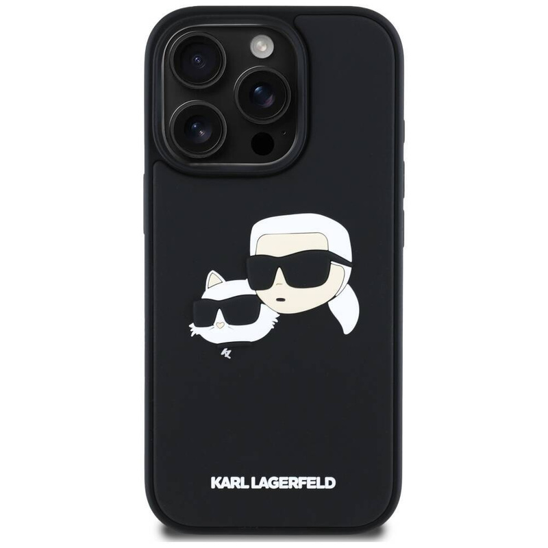Schutzhülle IPHONE 16 PRO MAX Karl Lagerfeld HC 3D Rubber Double Heads schwarz