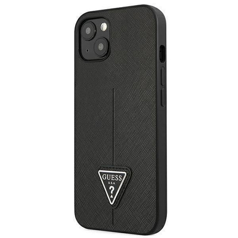 Guess GUHCP13SPSATLK iPhone 13 mini 5,4 &quot;schwarz / schwarzes Hardcase SaffianoTriangle Logo