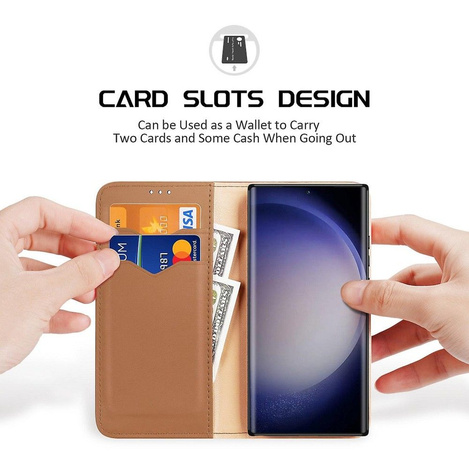 DUX DUCIS Hivo - skórzane etui portfelik do Samsung Galaxy S24 Plus brązowe