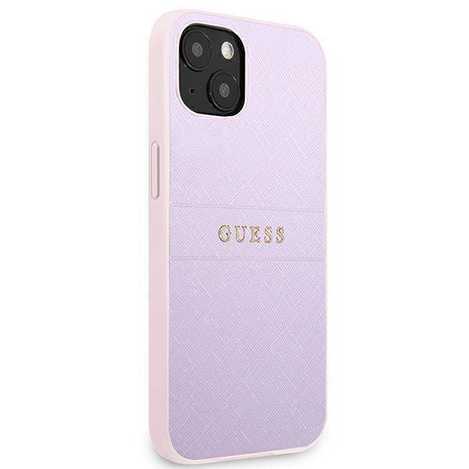 Original Handyhülle IPHONE 13 MINI Guess Saffiano Hot Stamp & Metal Logo (GUHCP13SPSASBPU) violett