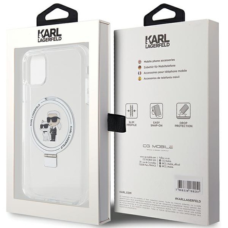 Karl Lagerfeld KLHMN61HMRSKCH iPhone 11 / Xr 6.1&quot; white/white hardcase Ring Stand Karl&amp;Choupette MagSafe