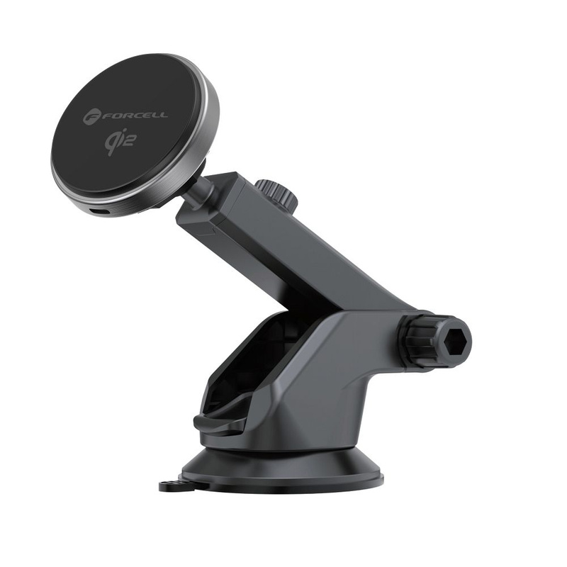 FORCELL F-GRIP Rapid Charge uchwyt samochodowy magnetyczny do szyby / kratki z ładowaniem indukcyjnym kompatybilny z MagSafe Qi2 15W szary