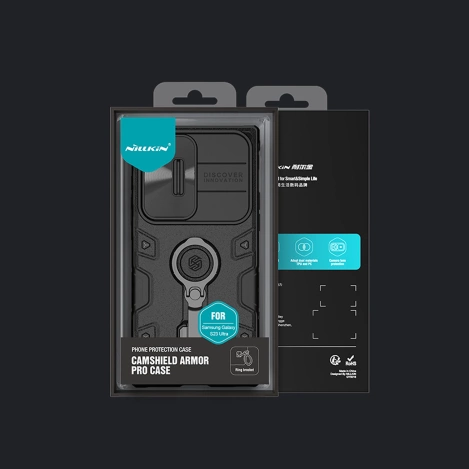 Nillkin CamShield Armor Pro Case etui Samsung Galaxy S23 Ultra pancerny pokrowiec z osłoną na aparat ring podstawka czarne