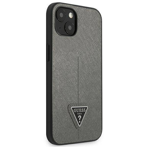 Oryginalne Etui IPHONE 13 Guess Hardcase Saffianotriangle Logo (GUHCP13MPSATLG) srebrne