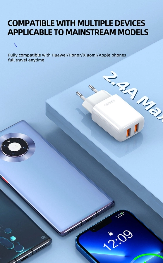 JELLICO Netz-Ladegerät EU02 2.4A 12W 2xUSB weiss