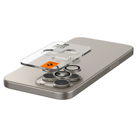 Spigen Optik.tR EZ Fit Kameraschutz für iPhone 14 Pro / Pro Max / 15 Pro / Pro Max - natürliches Titan 2 Stk.