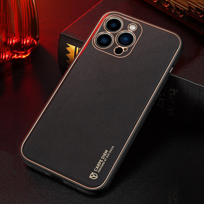 Dux Ducis Yolo eleganckie etui pokrowiec ze skóry ekologicznej iPhone 13 Pro Max czerwony