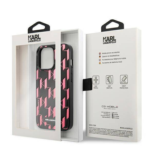 Original Case IPHONE 13 PRO MAX Karl Lagerfeld Hardcase Monogram Plaque (KLHCP13XMNMP1P) pink