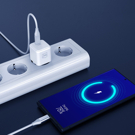 3MK Hyper Charger PD 25W ład. sieć. biała/white + 1x USB-C Cable