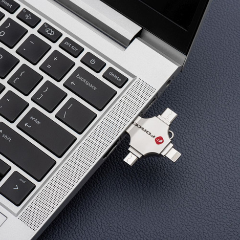 Pendrive 128GB USB 3.2 Gen 1 (USB A / USB C / Lightning / Micro USB) Forcell F-Data Metal Quad srebrny