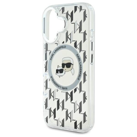 Karl Lagerfeld nakładka do iPhone 16 6,1&quot; KLHMP16SHMCKMHT przezroczysta Hardcase IML Monogram Karl&Choupette Head MagSafe